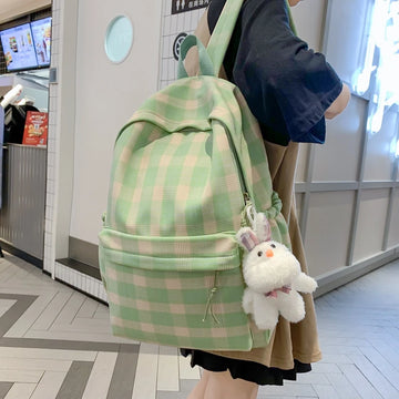 Kylethomasw New Plaid Woman Backpack Light Weight Waterproof Student Backpacks Schoolbag For Teenage Girl Boys Casual Bagpack Nylon Rucksack